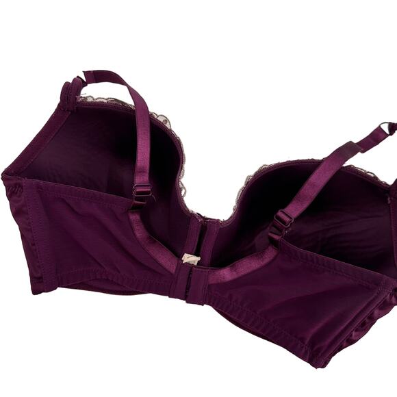 Adore Me Purple & White Satin Lace Padded Push-Up Bra Size 34F - Picture 5 of 8